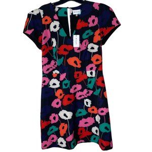 Milly Atalie Floral Mini Dress Women’s 8 Short Sleeve V-Neck Fit & Flare NWT